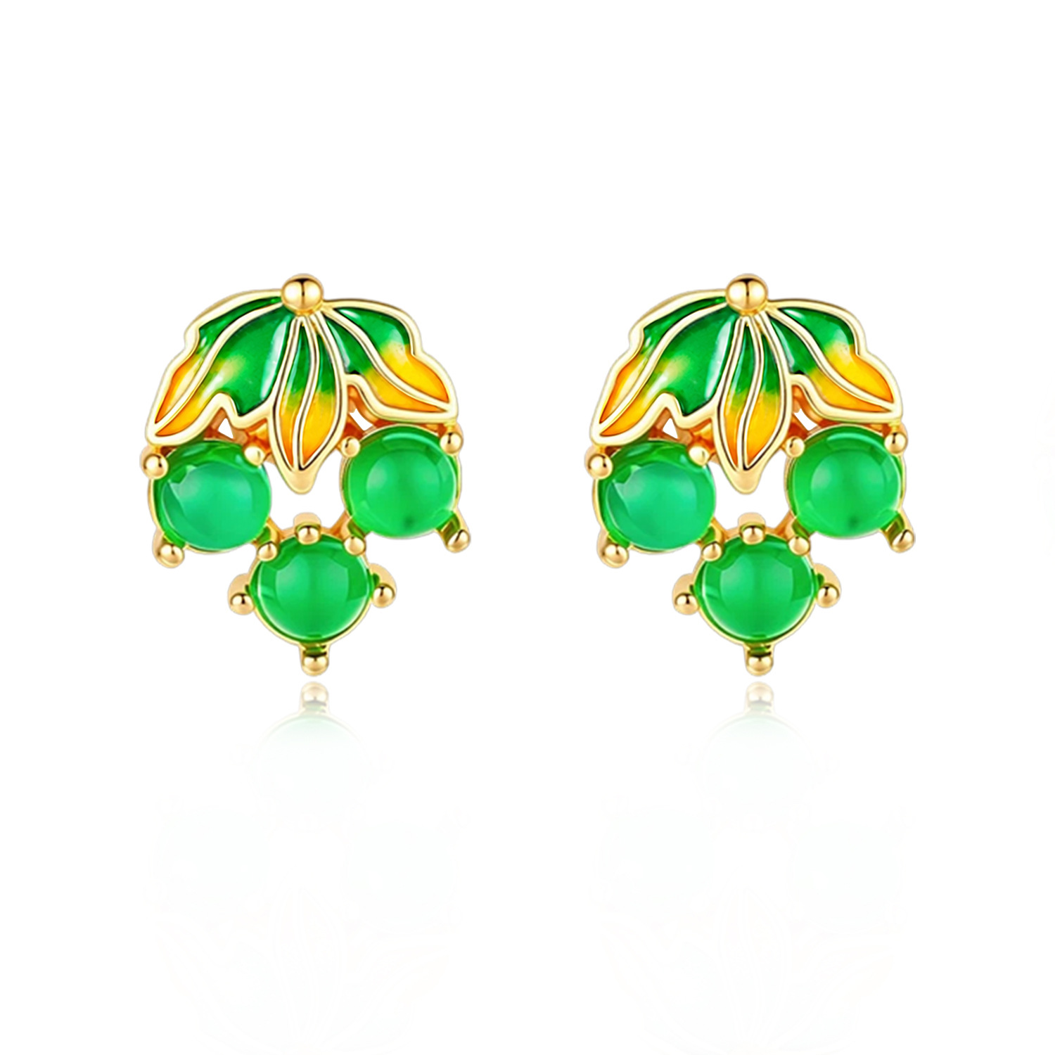 Earrings - أقراط عنب من اليشم البورمي، مجوهرات