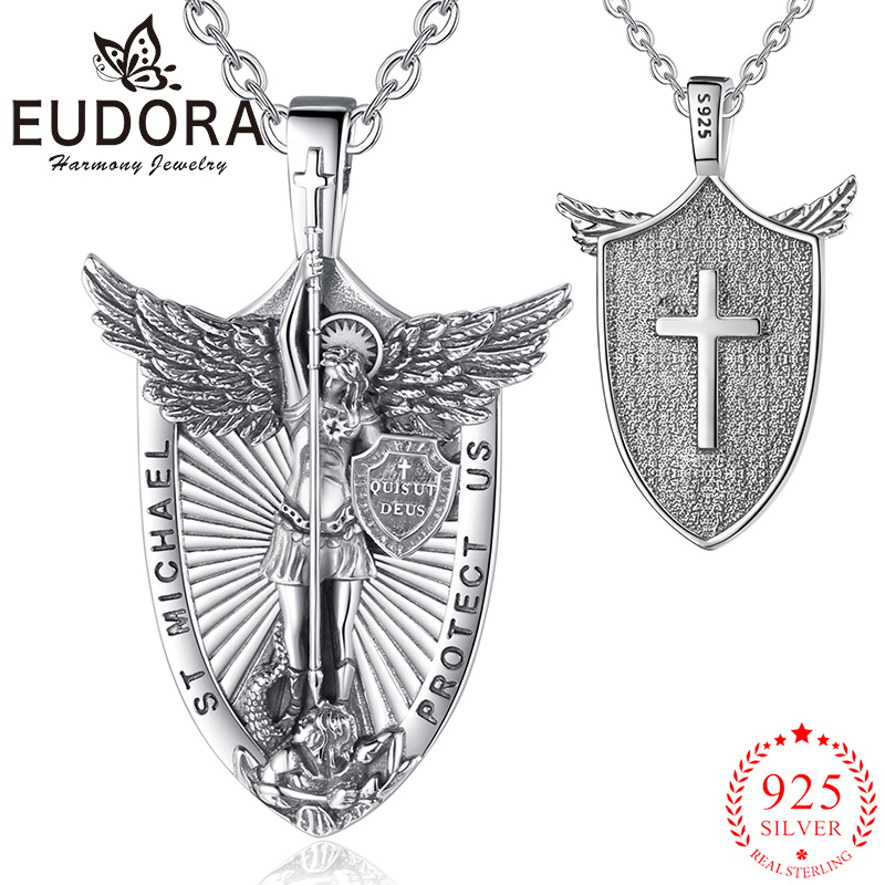 925 Sterling Silver Chain Necklace Men - يودورا 925 فضة سانت مايكل رئيس