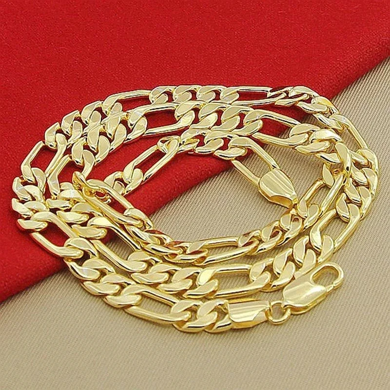 925 Sterling Silver Chain Necklace Men - 925 فضة 18K عقد ذهب 6