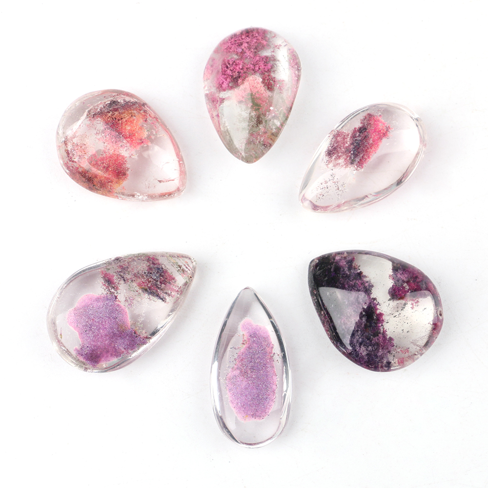 Crystal Pendant Necklace Natural Stone - خرزة كوارتز كريستالية أرجوانية شبحية، قطعة
