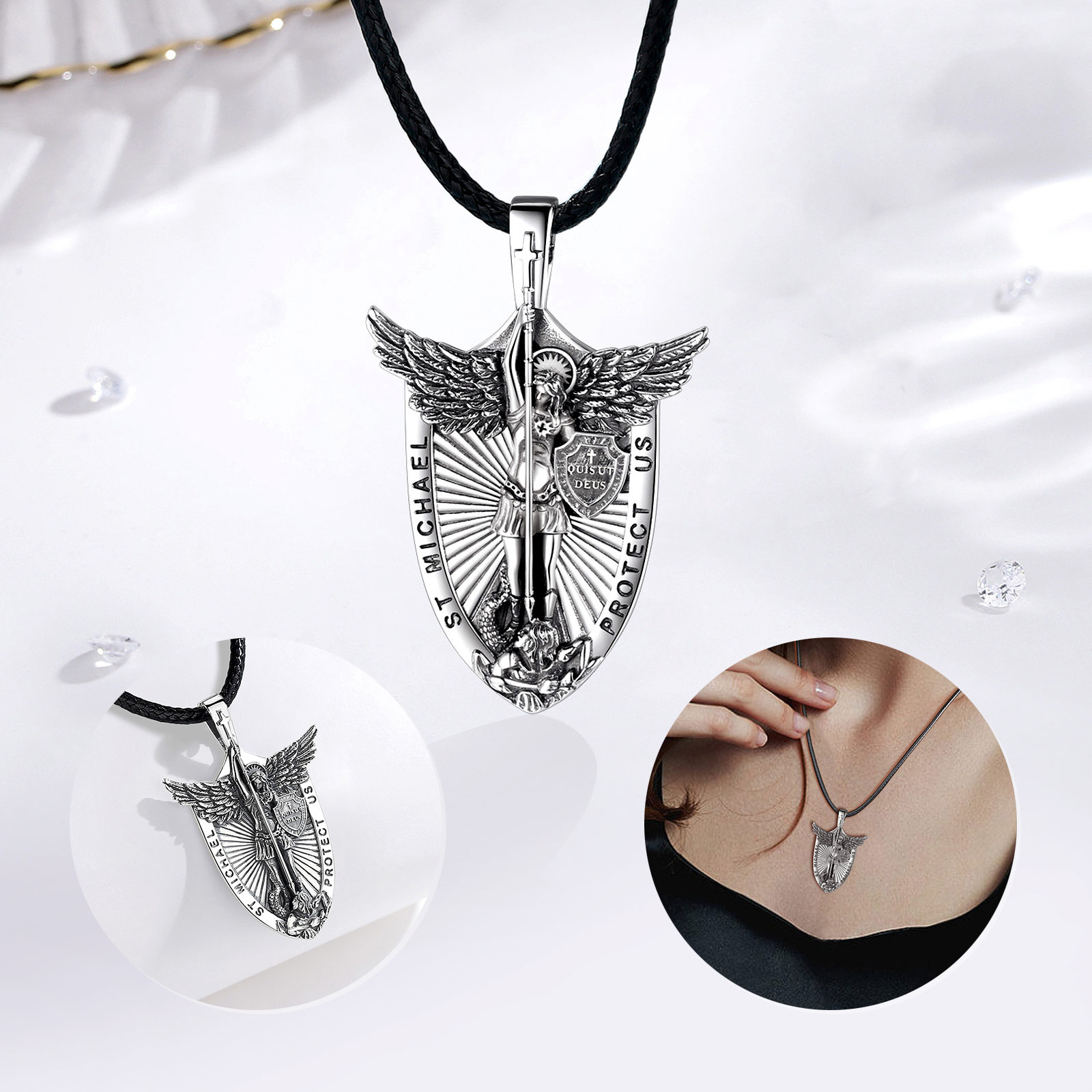 يودورا 925 فضة سانت مايكل رئيس - مراجعة 925 Sterling Silver Chain Necklace Men وسعره