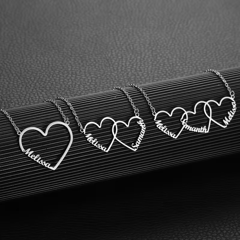 قلادة مخصصة بأسماء متداخلة على - مراجعة Custom Name Necklace Stainless Steel وسعره