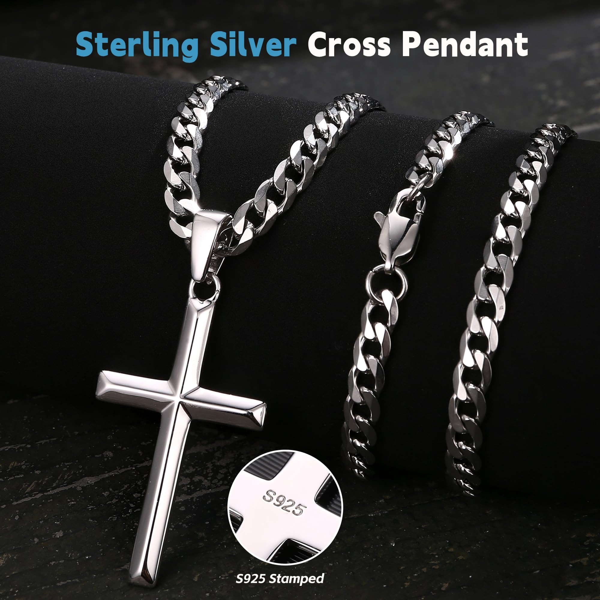 Fansilver 925 فضة الصليب قلادة - مراجعة 925 Sterling Silver Chain Necklace Men وسعره