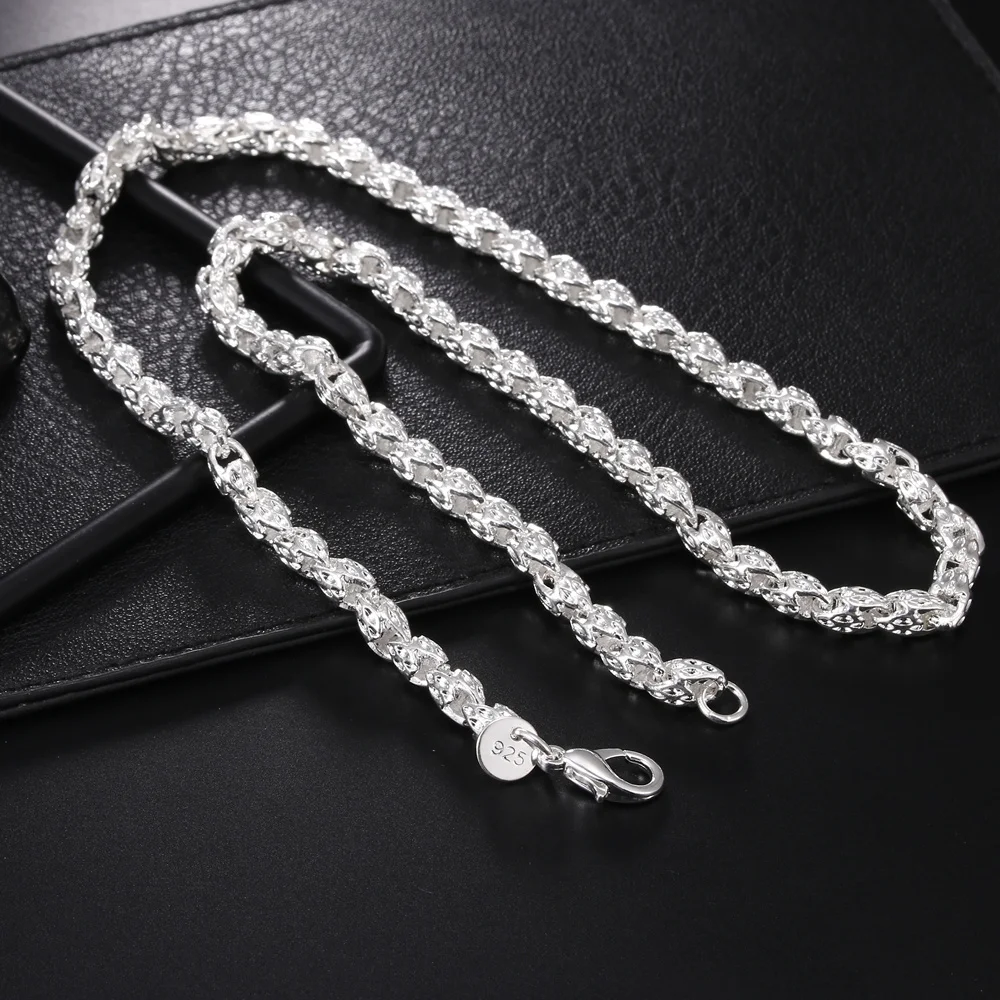 قلادة سلسلة 5 مم من الفضة الإس - مراجعة 925 Sterling Silver Chain Necklace Men وسعره