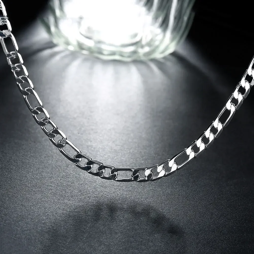 925 فضة 18K عقد ذهب 6 مللي متر - مراجعة 925 Sterling Silver Chain Necklace Men وسعره