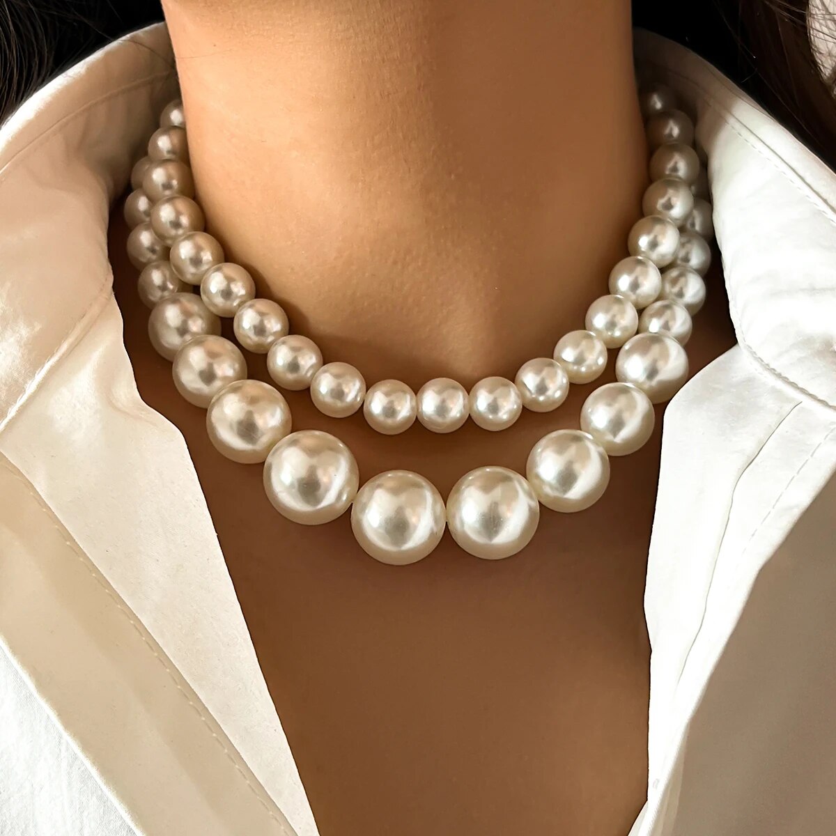 2 قطعة/المجموعة مبالغ فيها كبي - مراجعة Pearl Choker Necklace Vintage وسعره