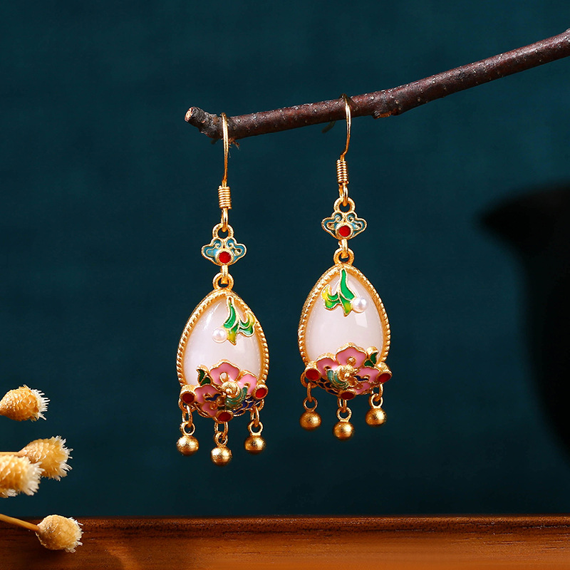 أقراط زهرة اليشم الطبيعية، تمي - مراجعة Earrings وسعره