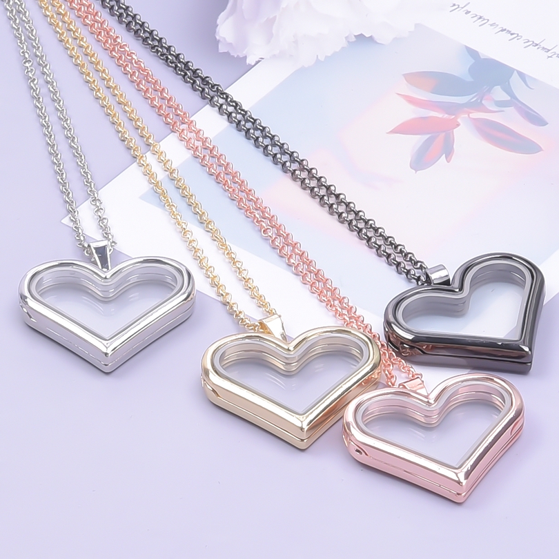 قلادات دلاية على شكل قلب زجاجي - مراجعة Heart Locket Necklace Photo وسعره