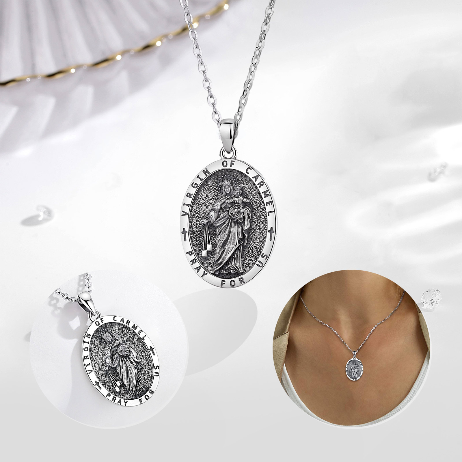 يودورا 925 فضة عذراء الكرمل قل - مراجعة 925 Sterling Silver Chain Necklace Men وسعره