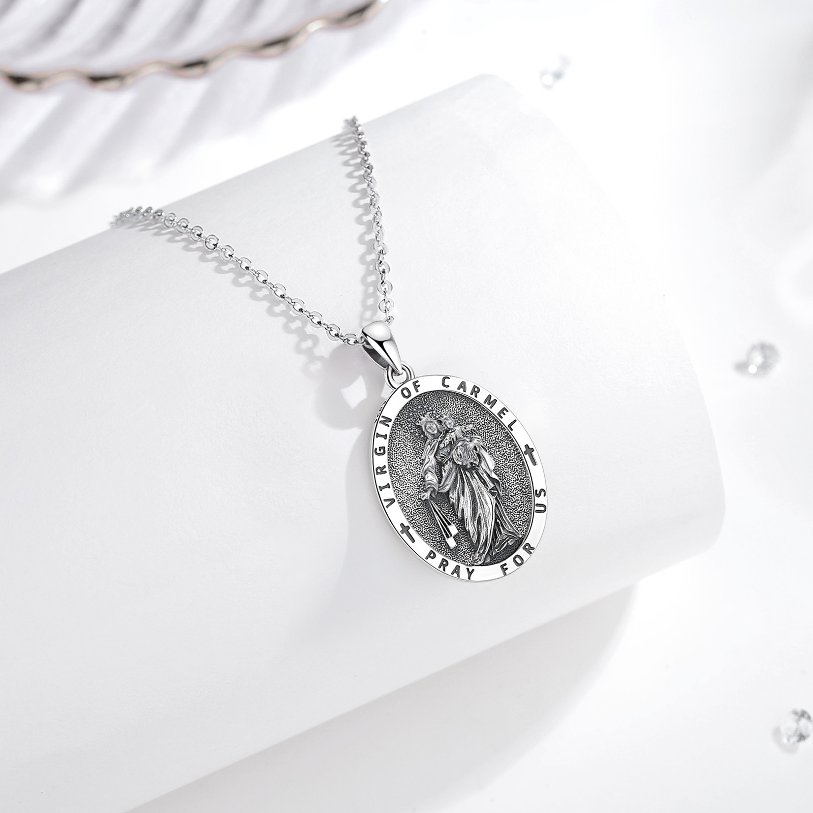 يودورا 925 فضة عذراء الكرمل قل - مراجعة 925 Sterling Silver Chain Necklace Men وسعره